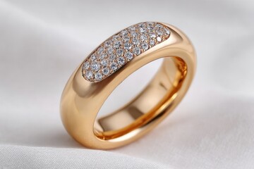Rose gold ring with diamond pave