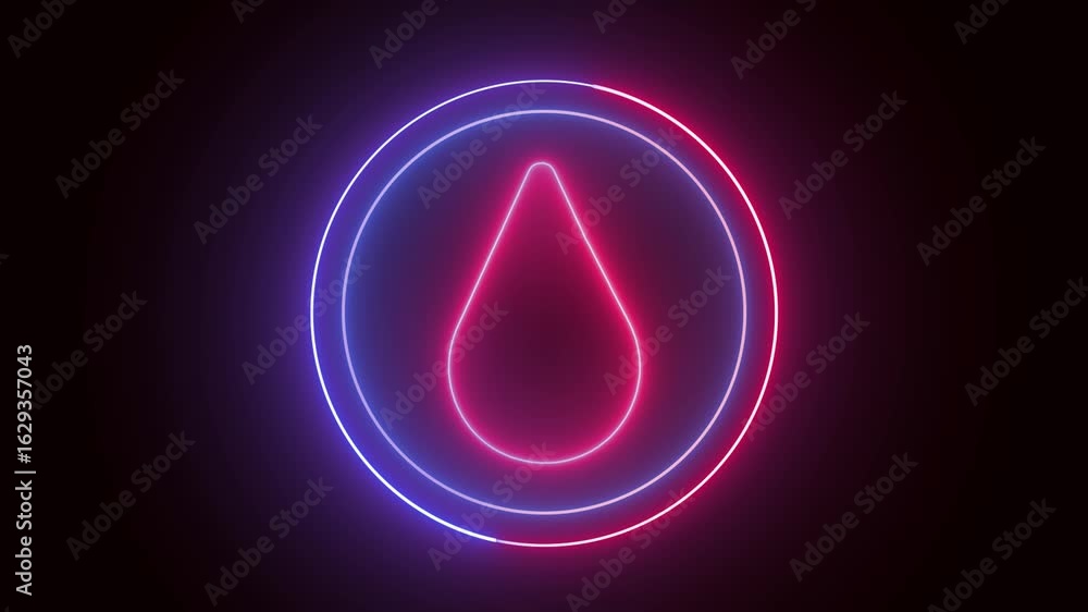 Poster abstract motion graphics perfect for tech presentations with neon water drop effects. clean minimali