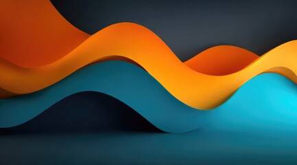 Abstract waves of teal and orange, layered and flowing across a dark background