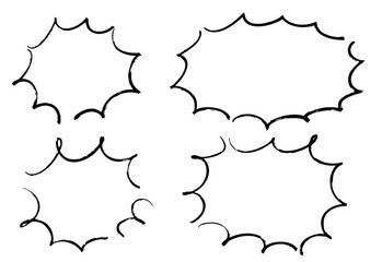 手書きのギザギザしたびっくり吹き出し　ベクター黒