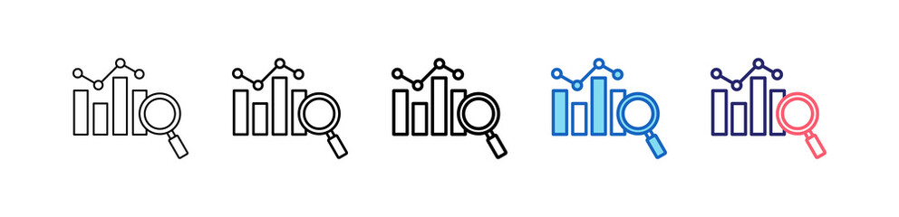 Analysis Icon In 5 Different Styles Set Collection.   