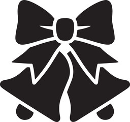 Silhouette vector of Christmas bells with ribbon, perfect for festive decorations, greeting cards, and holiday themes.