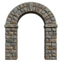 Ancient stone archway structure isolated on transparent background
