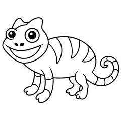 Fototapeta premium Cute cartoon chameleon isolated on white background illustration