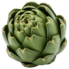 Obraz premium Fresh green artichoke isolated on transparent background showing intricate leaf detail and vibrant color