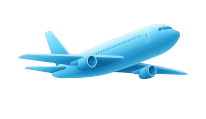 Light-blue airplane in flight