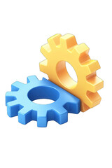 Two overlapping gears, yellow and blue