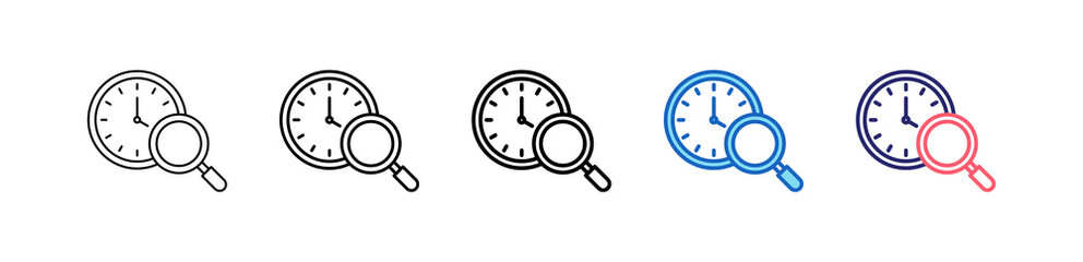 Search Icon In 5 Different Styles Set Collection.   