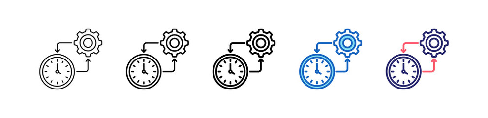 Time Management Icon In 5 Different Styles Set Collection.   