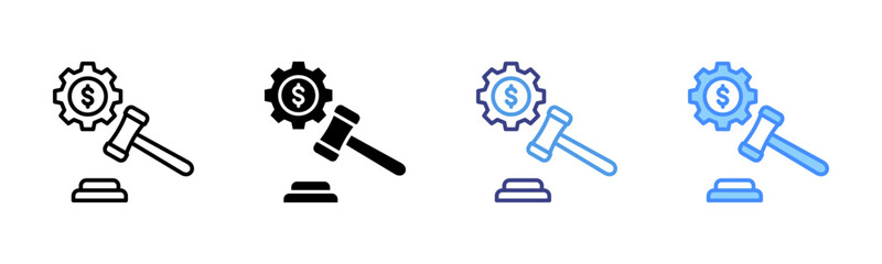 Auction icon set multiple style collection