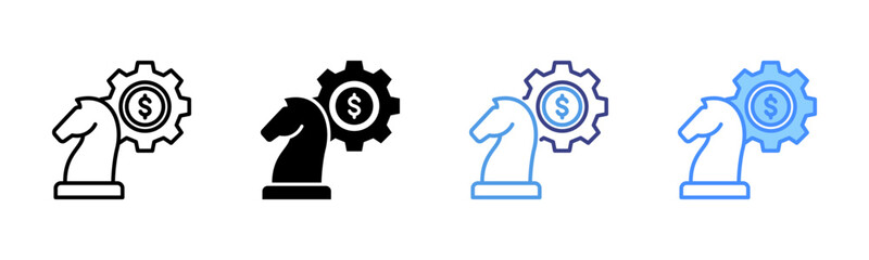 Business Strategy icon set multiple style collection