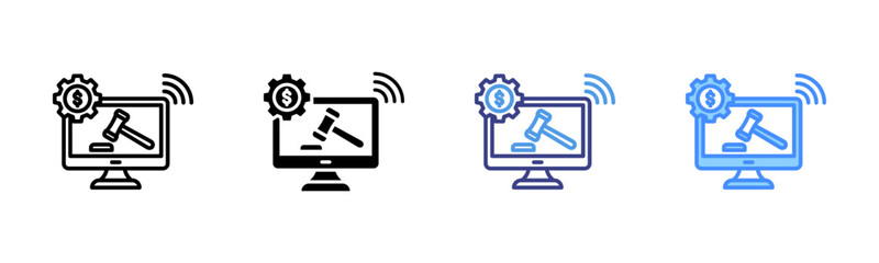 Auction icon set multiple style collection