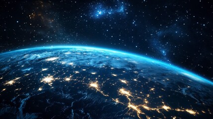 Stunning View of Earth from Space with Starry Background