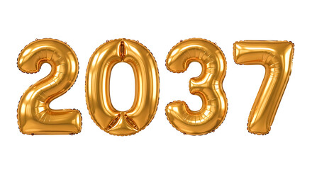 Happy New Year Number Balloon Gold 3D Render