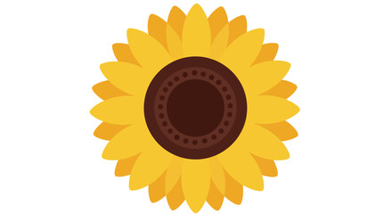 Bright yellow sunflower illustration in a simple flat design style. Floral graphic element isolated on a white background.