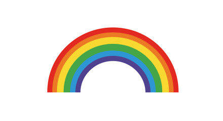 Bright and colorful rainbow arch illustration. A simple flat design vector graphic symbolizing hope, joy, and diversity, isolated on a white background.