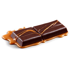Delicious Dark Chocolate Bar with a Rich Caramel Topping, a Sweet Temptation.