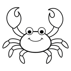 Cartoon crab with glasses isolated on white background