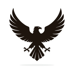 Obraz premium Majestic Black Eagle With Open Wings Silhouette Emblem Graphic Design