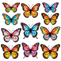 Fototapeta premium Colorful Watercolor Butterfly Collection