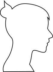 woman's head side view in outline style. Ideal for beauty logos, spa branding, feminine icons, and fashion graphics.


