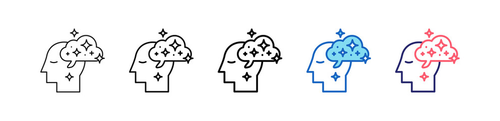 Imagination Icon In 5 Different Styles Set Collection.   