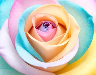 Delicate folds of a rose glowing gently, blending dreamy colors