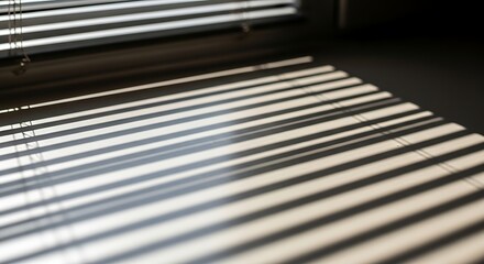 Obraz premium Captivating interplay of light and shadow through window blinds creates a graphic pattern