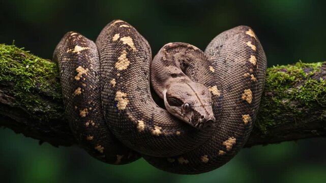 Amazon Tree Boa Uncoiling Sequence Close-Up: A Glimpse into Reptilian Movement and Behavior