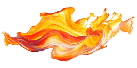 Fiery Orange and Yellow Paint Splash Abstract Design transparent background