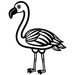 Obraz premium Flamingo illustration isolated on white background in black and white
