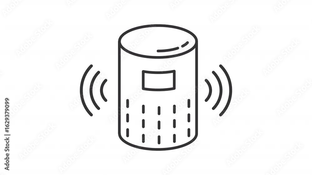 Poster portable speaker line animation. air purifier animated icon. moving audio waves. blinking lines. roo