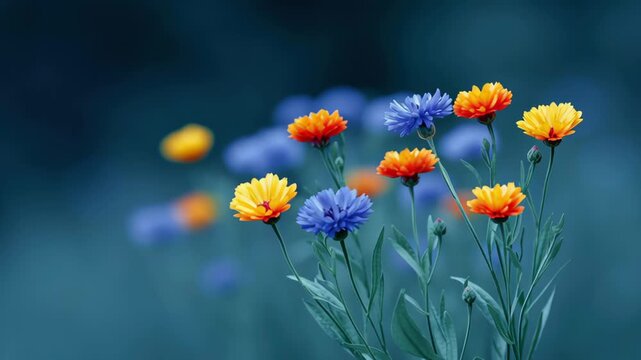 Colorful Wildflowers in Rewilding Project Enhance Natures Beauty and Promote Biodiversity in Vibrant Garden Display of Serenity