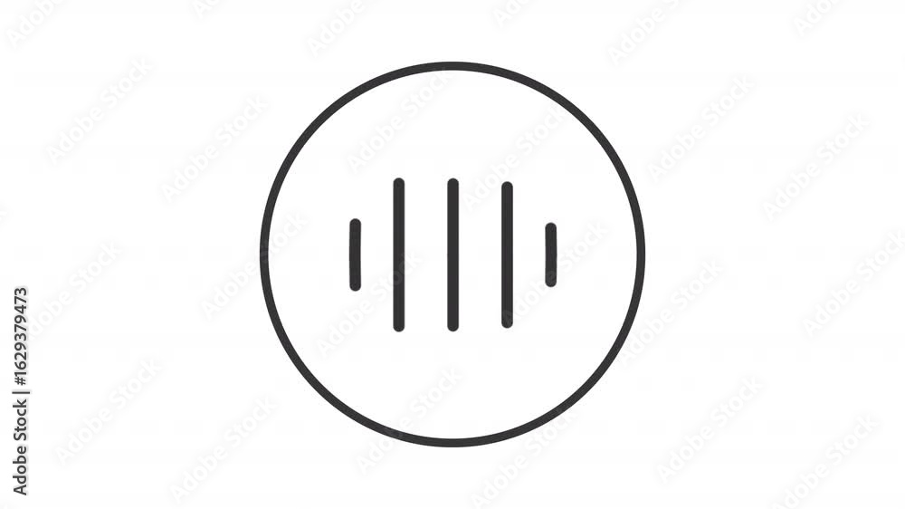 Poster voice recognition line animation. audio wave animated icon. moving soundwave. radio technology, reco