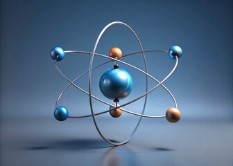 Minimalist Atomic Structure: 3D Model of Electron Orbitals & Nucleus - Scientific Visualization