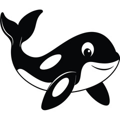 Cartoon orca isolated on white background
