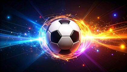 Fototapeta premium Soccer ball in vibrant energy field