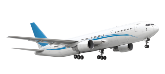 Flying airplane isolated on transparent white background 