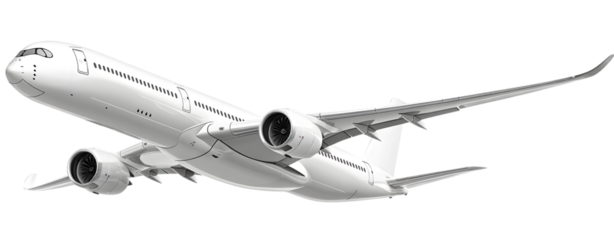 Flying airplane isolated on transparent white background