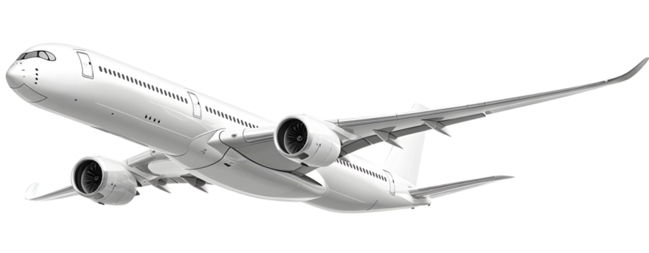 Flying airplane isolated on transparent white background 