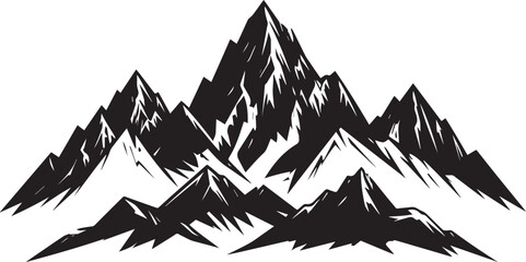 Mountain Silhouette in Black | Nature Landscape Illustration