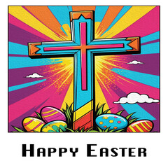 Easter. Card design. Pattern for printing on wall decorations, covers, posters. Oil paint