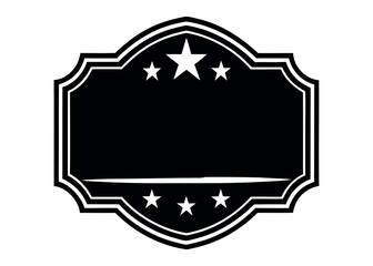 Decorative black emblem with stars and border silhouette