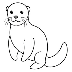 Obraz premium Cartoon seal isolated on white background, cute marine animal