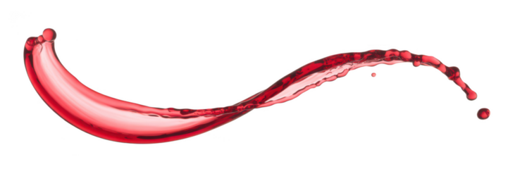 Dynamic red liquid splash wave isolated on transparent background