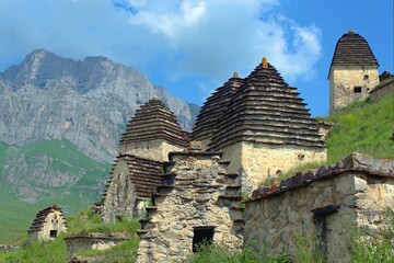 Dargavs, North Ossetia-Alania, Russia. City of the dead, ancient necropolis in the mountains of...