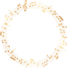 gold colored vector sheet music round frame - musical notes melody © agrus