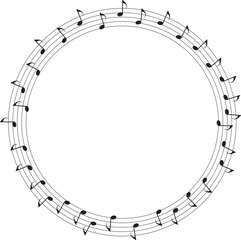 vector sheet music round frame - musical notes melody