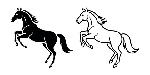 Horse run cycle. Walking trotting and galloping horse. Vector illustration isolated on a white background