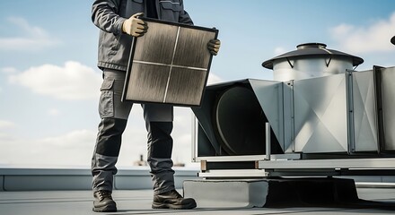 Air Filter Replacement on Rooftop Hvac System